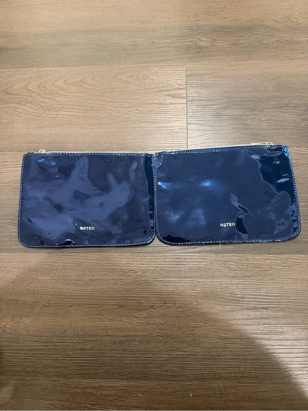 Set of 2 Notes Navy Patent Zip Pouch
